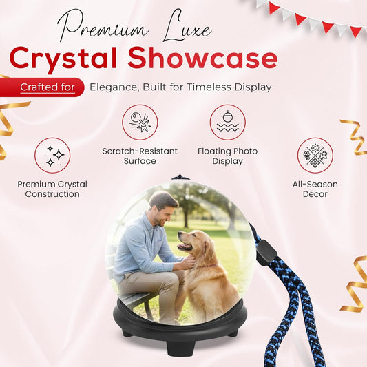 Digital Memory Orb Ball - 2.7" Crystal Memory Sphere Lamp with Video & Photo Upload | Personalized Digital Ornament Gift | USB Video Ball for Christmas, Birthday, Anniversary (White)