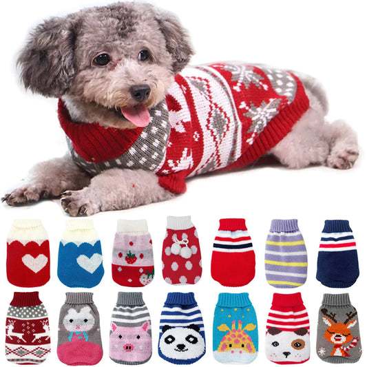 Warm Dog Clothes for Small Medium Dogs Knitted Cat Sweater