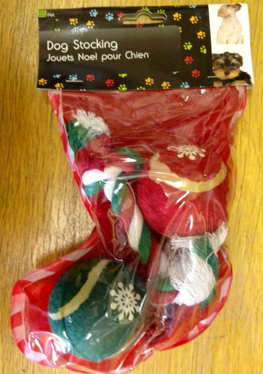 3 Piece Pet Dog Puppy Xmas Toy Play Chew Stocking Filler Treat Tree Gift Bag